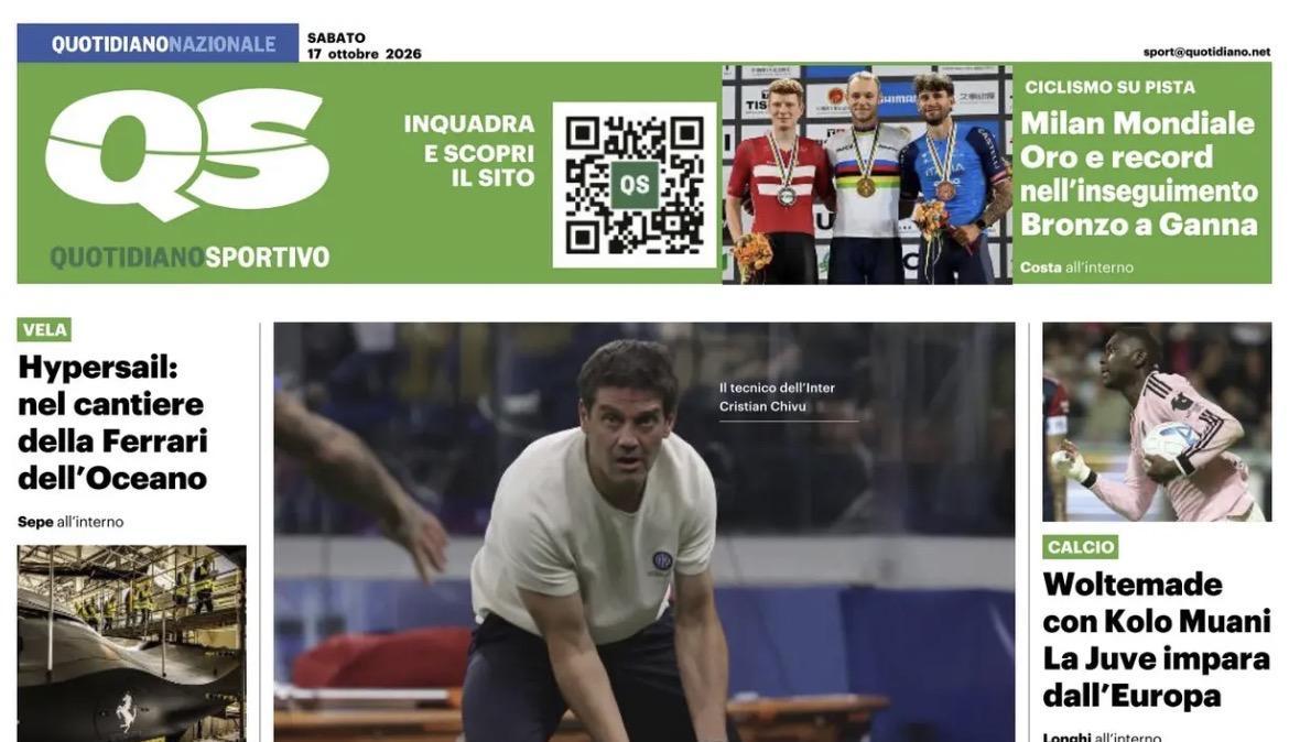 "Reset Inter, palla a Chivu. Bologna dopo il flop in Champions, tanti big ai box", la prima pagina del QS