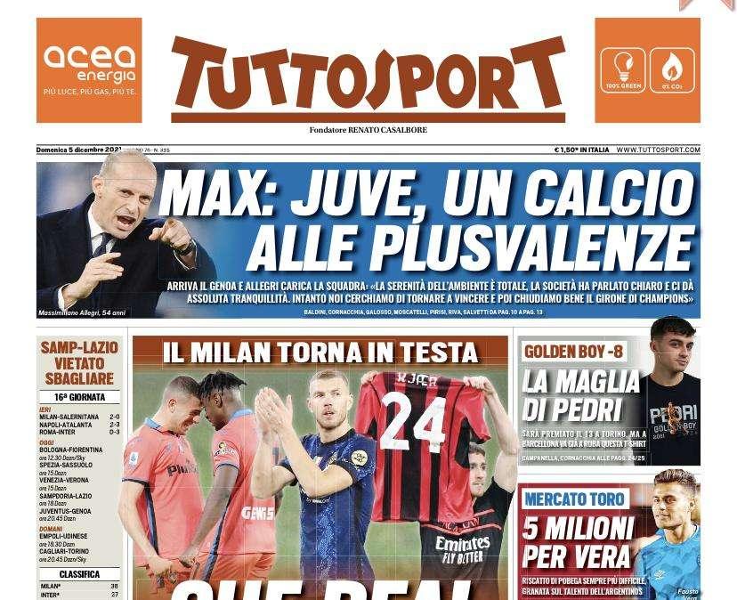 Tuttosport: "Che Inter! Dilaga a Roma ed è seconda"