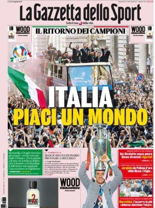 La Gazzetta dello Sport in apertura: "Italia piaci un mondo"