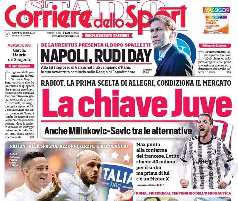 Il Corriere dello Sport in prima pagina: "Italia, un sorriso. Dimarco orgoglio anche in Nazionale"