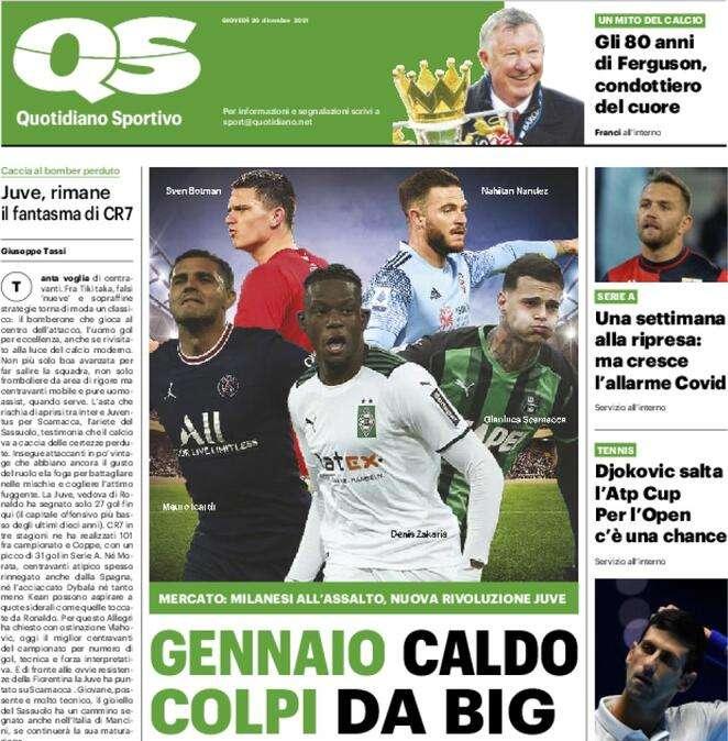 La prima pagina del QS: "Gennaio caldo, colpi da big"