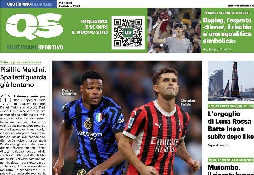 "Inter e Milan, doppio sogno da Champions": la prima pagina del QS