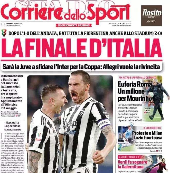 Rassegna stampa - Le prime pagine di giovedì 21 aprile