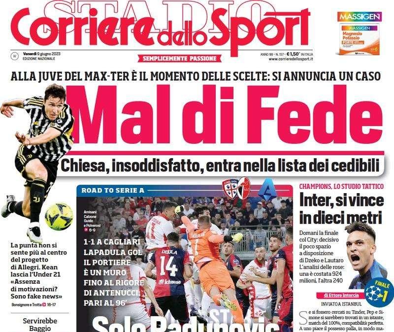 L'apertura del Corriere dello Sport: "Inter, la finale di Champions si vince in dieci metri"