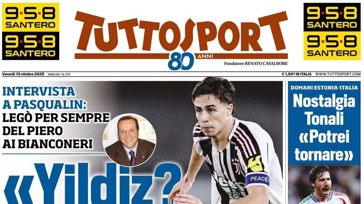 "Domani Estonia-Italia, Tonali nostalgico: "Potrei tornare", la prima pagina di TuttoSport