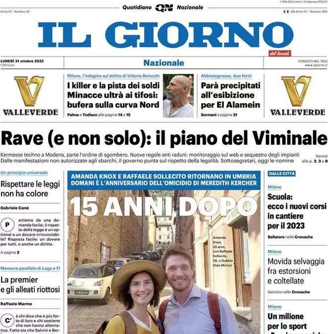 Il Giorno titola in apertura: "Minacce ultrà ai tifosi: bufera sulla Curva Nord"