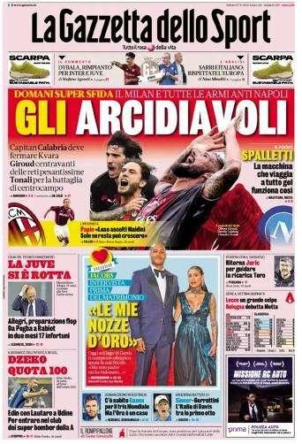 l'apertura de La Gazzetta dello Sport - "Dzeko quota 100"