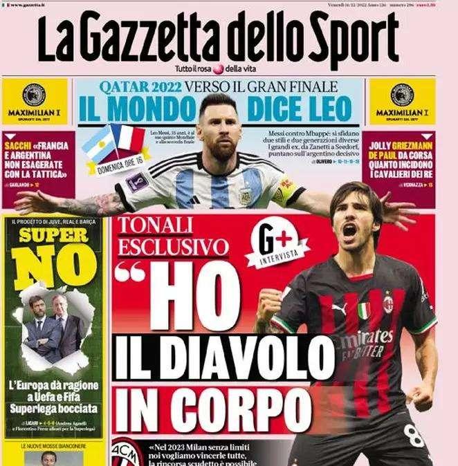 Rassegna stampa - Le prime pagine di venerdì 16 dicembre