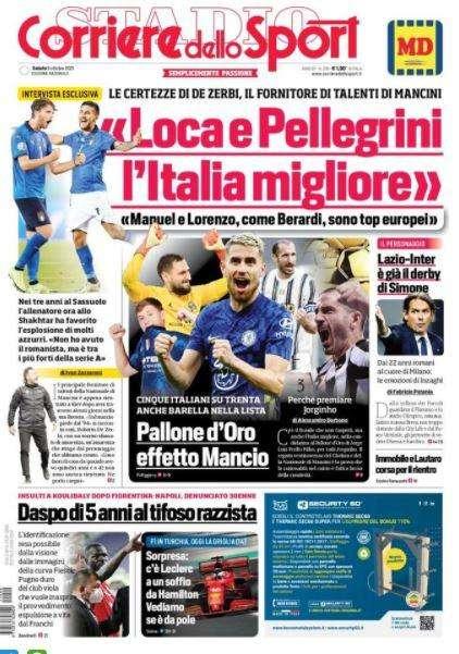 La prima pagina del Corriere dello Sport: "Lazio-Inter, il derby di Simone"
