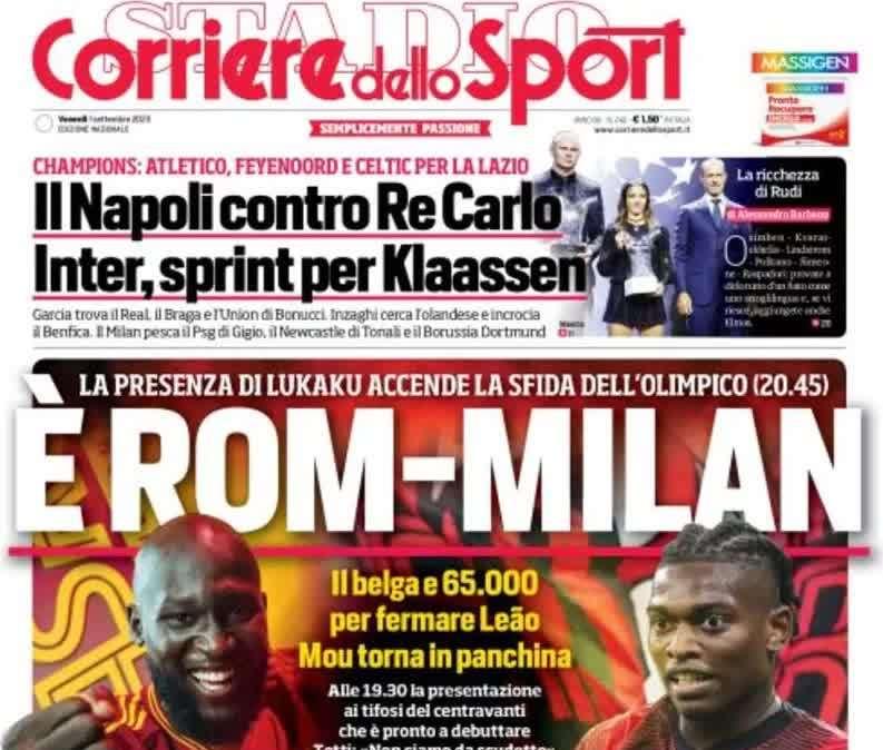 Il Corriere dello Sport intitola: "Inter, ore bollenti per Klaassen. Affare possibile in un caso"