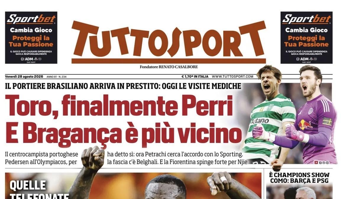 "Juve, parola di Kessie! Scamacca un regalo per Sarri" , la prima pagina di Tuttosport