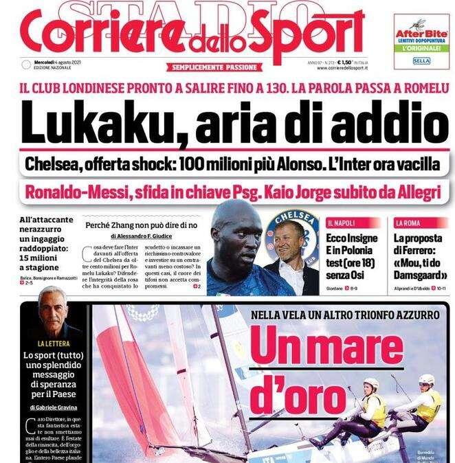 L'apertura del Corriere dello Sport: "Lukaku, aria di addio"