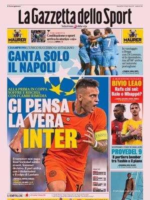 La prima pagina della Gazzetta dello Sport: "Ci pensa la vera Inter"