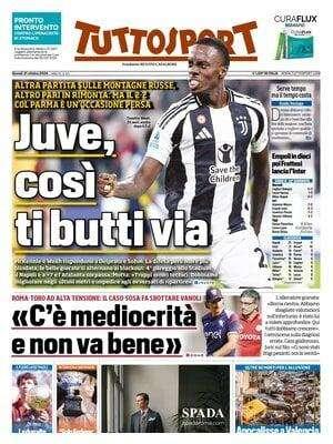 Juve, così ti butti via. Altro pari in rimonta. Frattesi lancia l'Inter: la prima pagina di Tuttosport