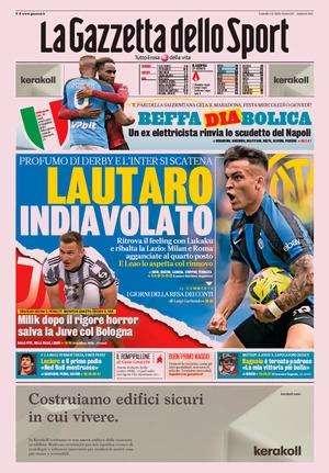 La prima pagina de La Gazzetta dello Sport: "Lautaro indiavolato, profumo di derby"