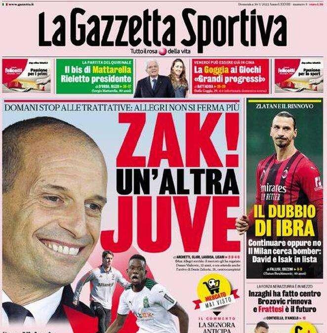La Gazzetta dello Sport in prima pagina: "Brozovic rinnova, e Frattesi è il futuro" 
