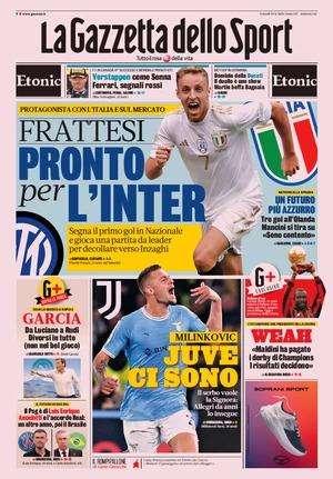 L'apertura della Gazzetta dello Sport anticipa: "Frattesi pronto per l'Inter"