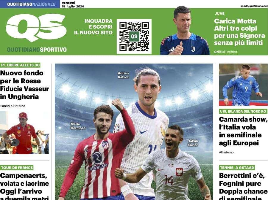 "Super derby per le stelle, Inter e Milan: Rabiot": la prima pagina del QS