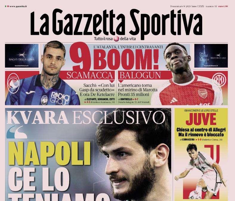 La Gazzetta apre: "Nove boom". Scamacca-Atalanta, l'Inter si consola con Balogun