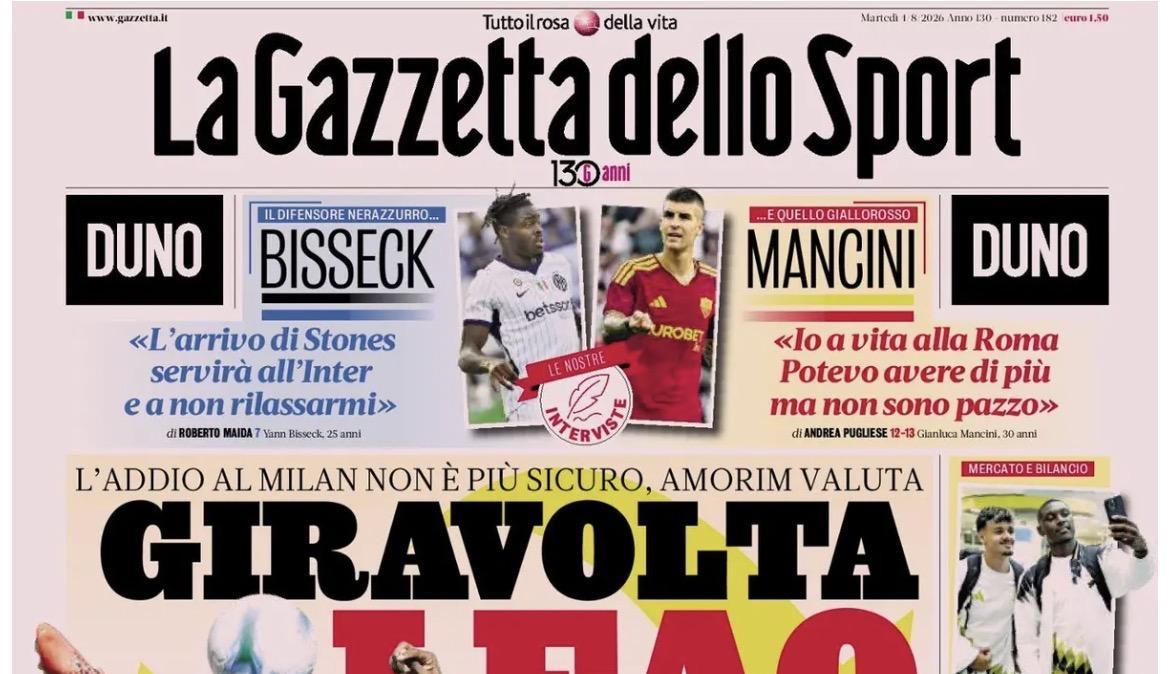 "Romero agita l'Inter. Romero e Diaby... l'Inter è fatta". Le prime pagine del 4 agosto