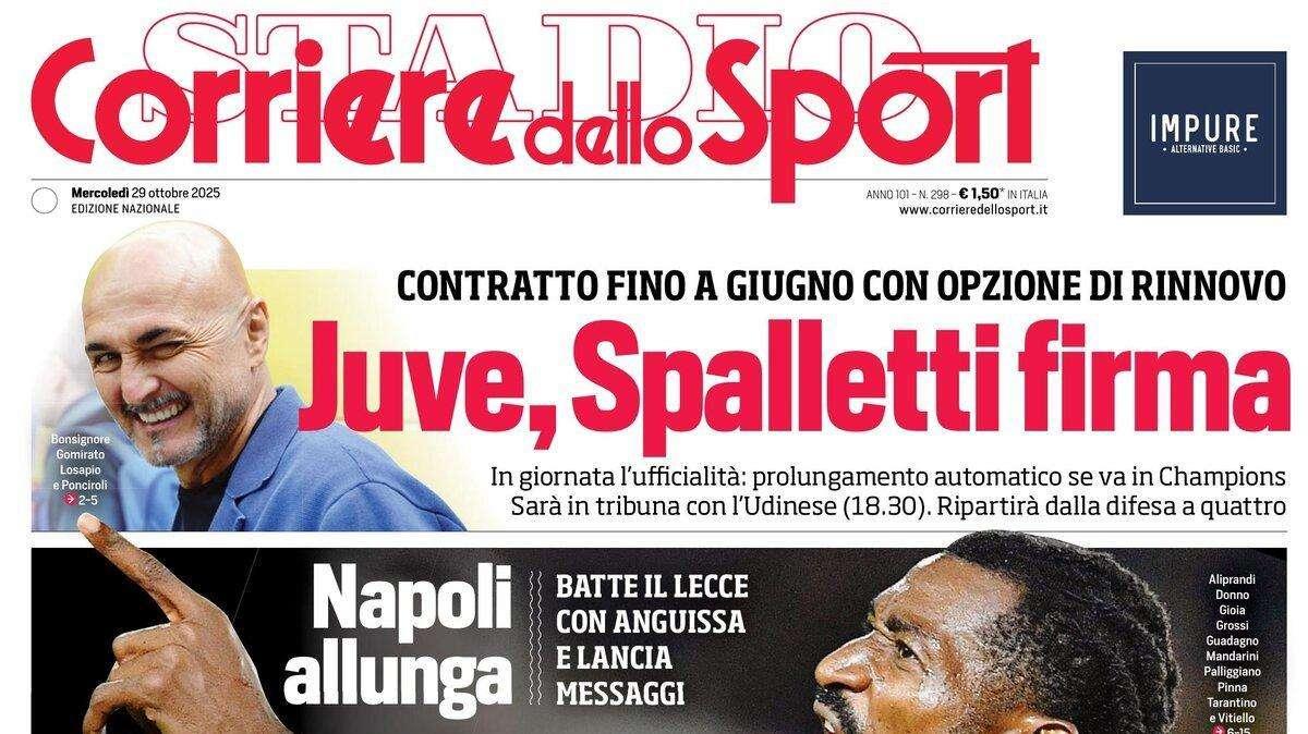 "Lookman frena il Milan, Conte allunga e torna sulla polemica con Marotta", la prima pagina del Corriere dello Sport