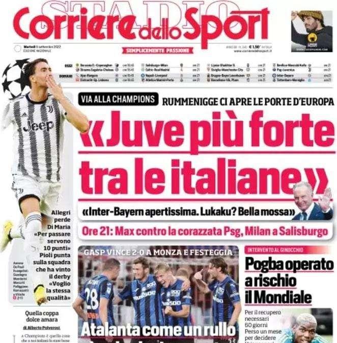 L'apertura del Corriere dello Sport con Rummenigge: "Inter-Bayern aperta, Lukaku bella mossa"