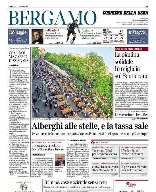 Il Corriere di Bergamo titola: "Atalanta, con l'Inter finale per la qualificazione alla CL"