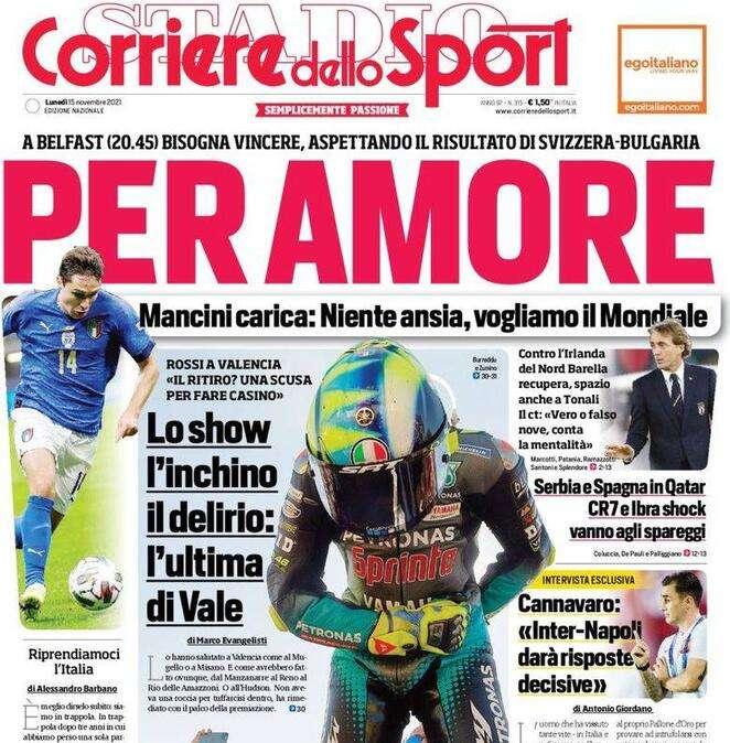 Il Corriere dello Sport in prima pagina con Cannavaro: "Inter-Napoli darà risposte decisive"