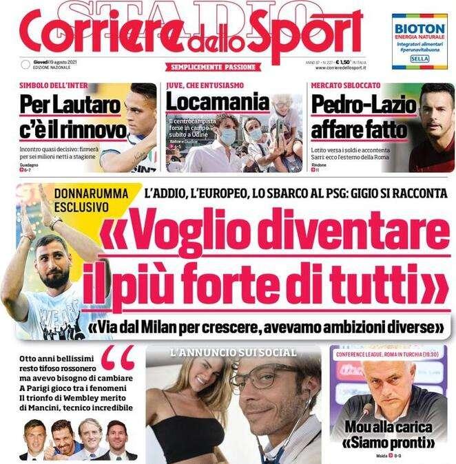 Il Corriere dello Sport in prima pagina: "Per Lautaro c'è il rinnovo"