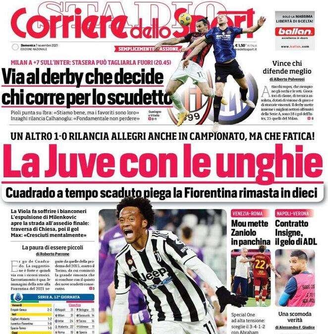 Il CorSport in apertura: "Via al derby che decide chi corre per lo Scudetto"