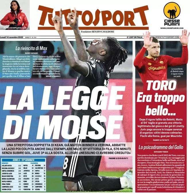 Tuttosport in apertura: "Dzeko è l'Inter, il Milan esulta ma è furia viola"