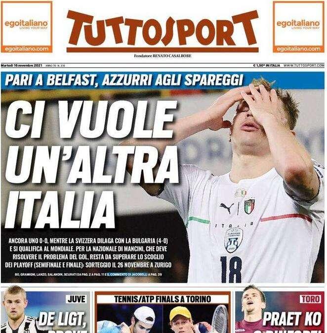 La prima pagina di Tuttosport: "Ci vuole un'altra Italia"