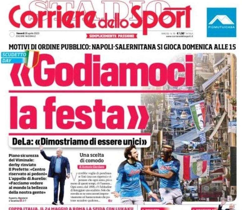 Il Corriere dello Sport titola in apertura: "Gioia Inter: Inzaghi ora punta l'Europa"