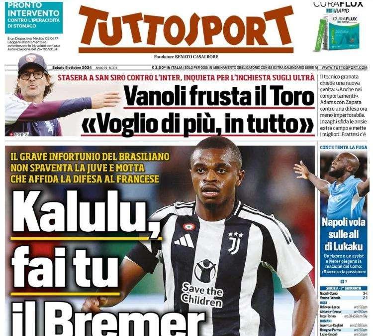 "L'Inter è obbligata a vincere: il Napoli è in fuga": la prima pagina di TuttoSport