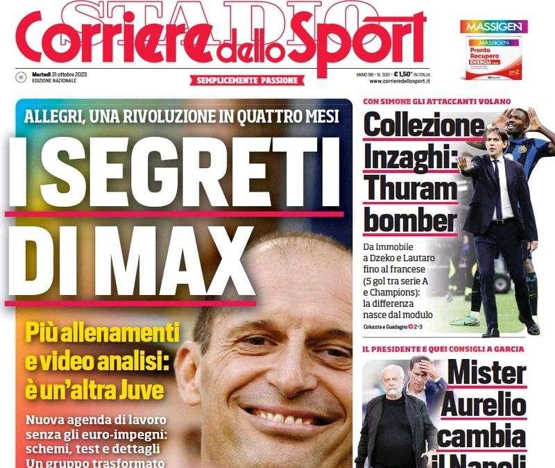Il Corriere dello Sport in apertura: "Collezione Inzaghi: Thuram bomber"