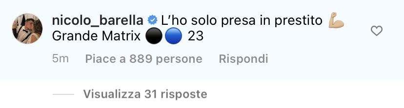 Barella-Materazzi, siparietto social: "La 23 presa solo in prestito"