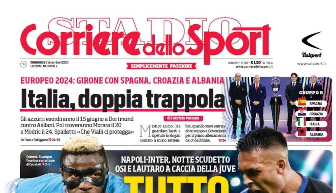 L'apertura del Corriere dello Sport: "Tutto il bello che c'è. Osi e Lautaro a caccia della Juve"