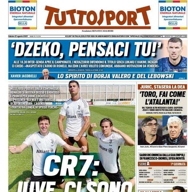 Stasera Inter-Genoa, Tuttosport in apertura: "Dzeko, pensaci tu!"