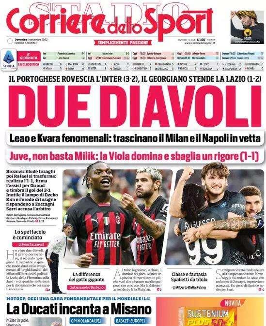 L'apertura del Corriere dello Sport: "Due diavoli"