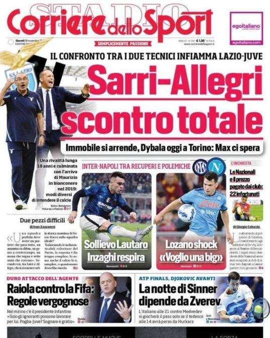 Il Corriere dello Sport in apertura: "Sollievo Lautaro, Inzaghi respira"