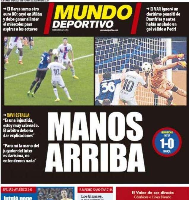Il Mundo Deportivo: "Mani in alto! Al Barça manca un rigore solare, regolare il gol di Pedri"