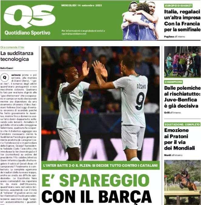 QS dopo la notte di Champions dell'Inter: "È spareggio con il Barca"
