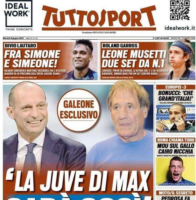 Tuttosport in prima pagina: “Lautaro fra Simone e Simeone: deciderà Zhang"