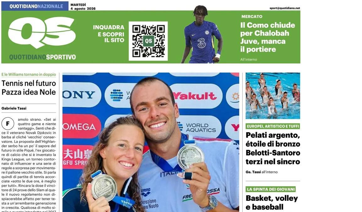 "Esposito-Dea con Maldini in Sardegna": la prima pagina del Quotidiano Sportivo