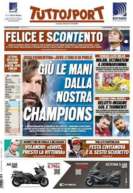 Tuttosport in taglio alto su Conte: "Felice e scontento"