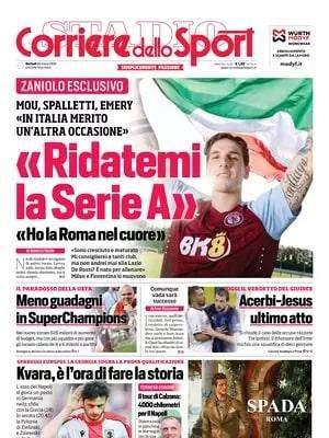 "Acerbi-Juan Jesus, ultimo atto. Rischio maxi squalifica": Il Corriere dello Sport in apertura