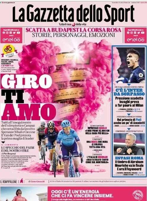 La Gazzetta dello Sport in apertura: "C'è l'Inter da sorpasso"