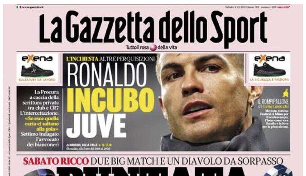 La prima pagina de La Gazzetta dello Sport: "Puntata scudetto"