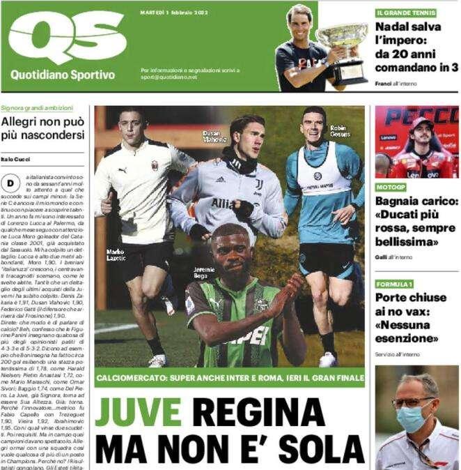 L'apertura del QS: "Juve regina ma non è sola". Inter super sul mercato