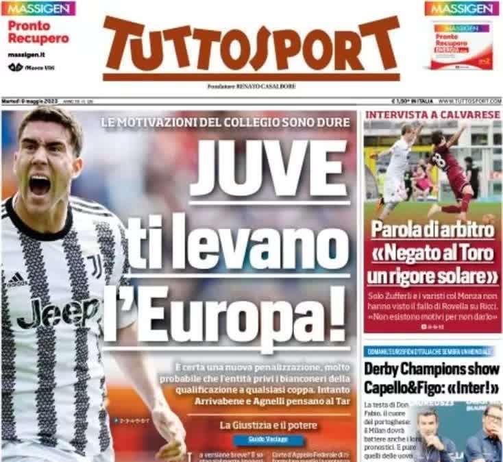 Tuttosport titola in apertura: "Derby Champions show. Capello e Figo votano Inter"